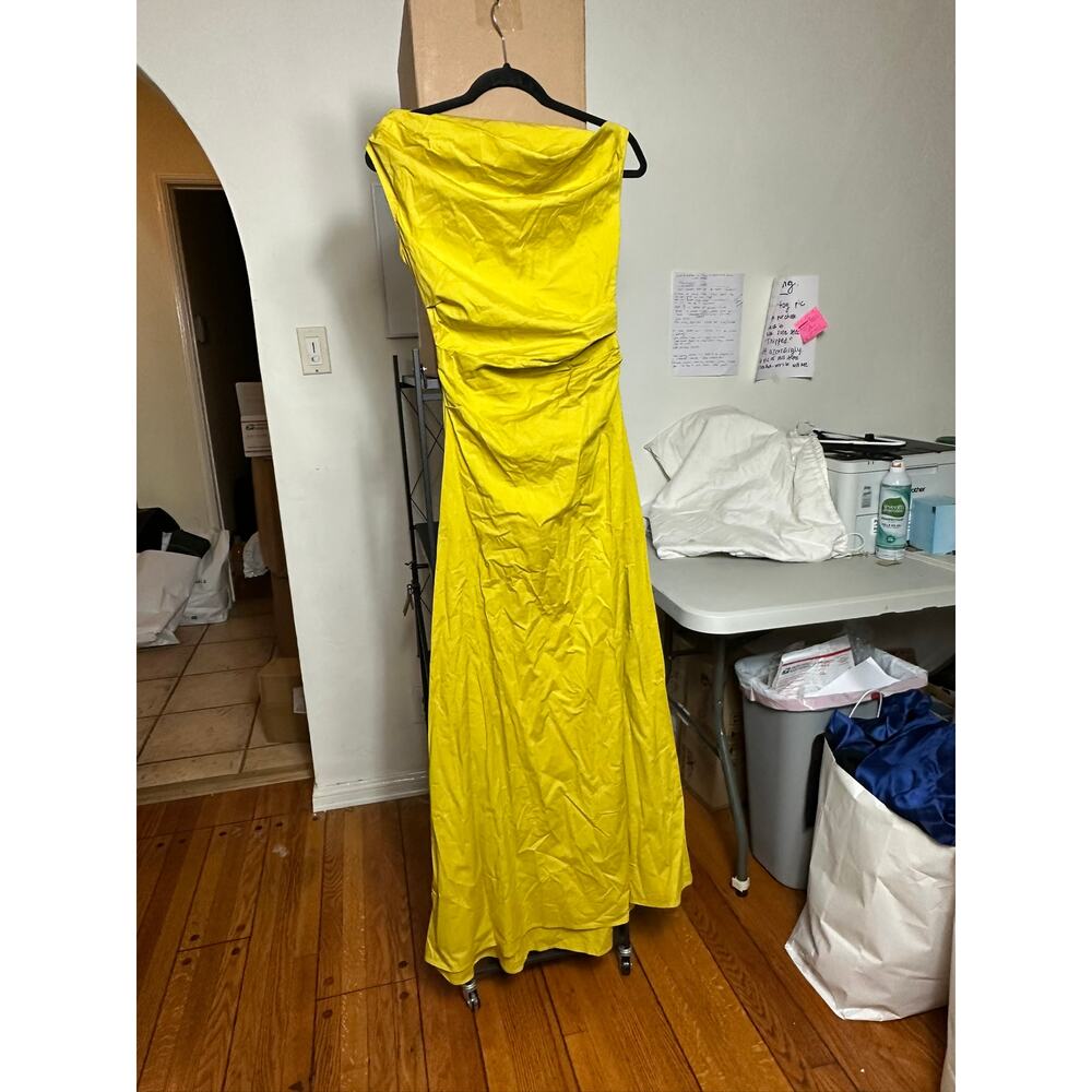 STAUD Bright Yellow Strapless Maxi Dress